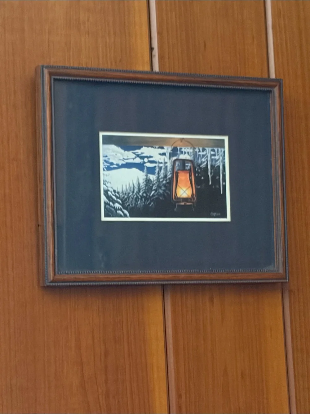 Rare Print by Stephen Lyman Firelight Lantern Light  Framed & Matted 1992